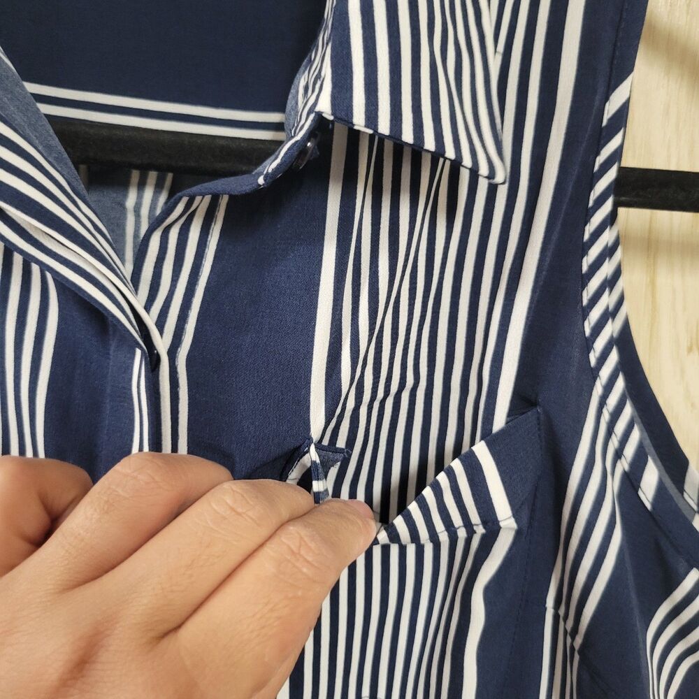 Millenium Blue And White Striped Button Down Shir… - image 7
